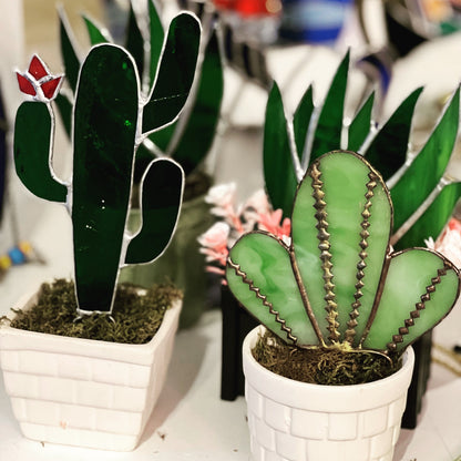 Kaktus-Buntglasmuster für Anfänger – Kaktus-Pflanzenpfahl-Muster