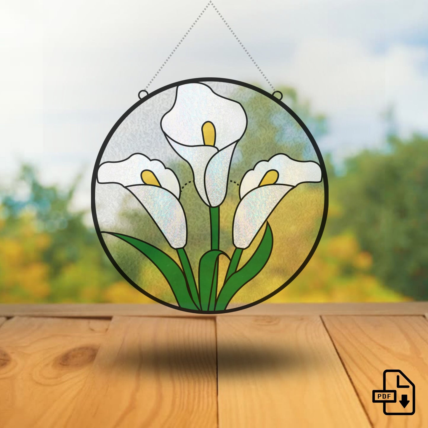 Calla Lily Stained Glass Pattern • Lily Flower Suncatcher Pattern
