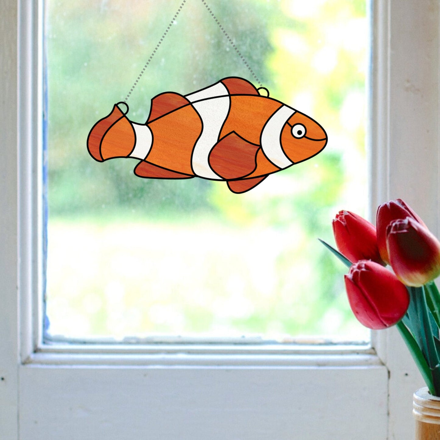 Clownfish Nemo Stained Glass Window Hanging Pattern