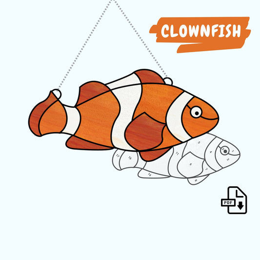 Clownfisch Nemo Muster zum Aufhängen an Buntglasfenstern