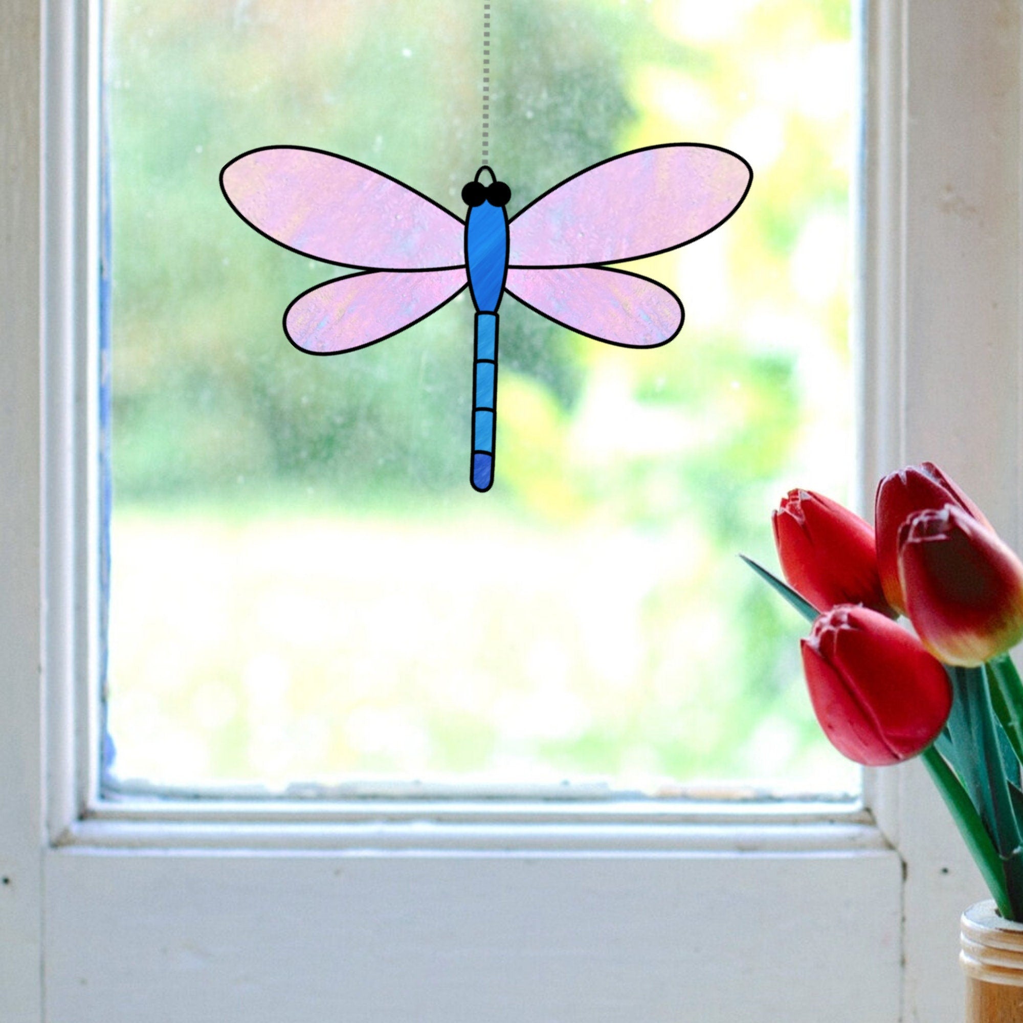 Dragonfly hotsell and Flowers Fused Glass Suncatcher