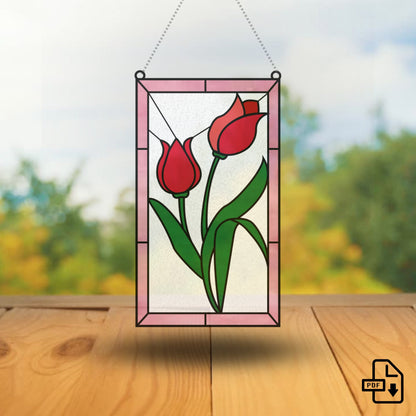 Patrón de vitral de tulipán • Patrón de atrapasueños de flor de tulipán