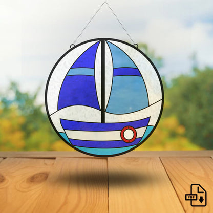 Sailboat Stained Glass Pattern • Beginner Yacht Wall Hanging Pattern