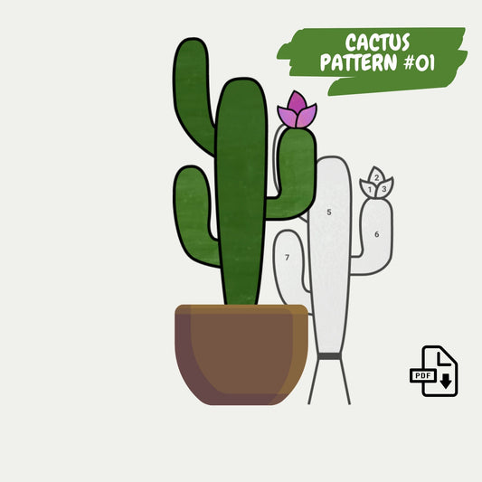 Buntglas-Kaktusmuster • Kaktuspflanzenmuster