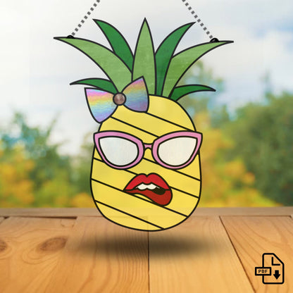 Buntglas-Ananasmuster • Einzigartiges 3D-Miss-Ananasmuster