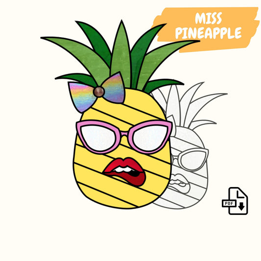 Patrón de piña de vidrieras • Patrón único de Miss Piña en 3D