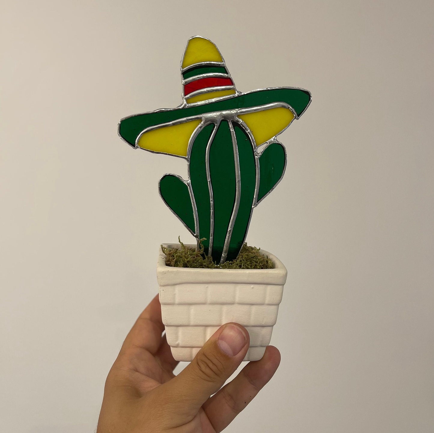 Patrón de vidrieras de cactus para principiantes - Patrón de estaca de planta de cactus
