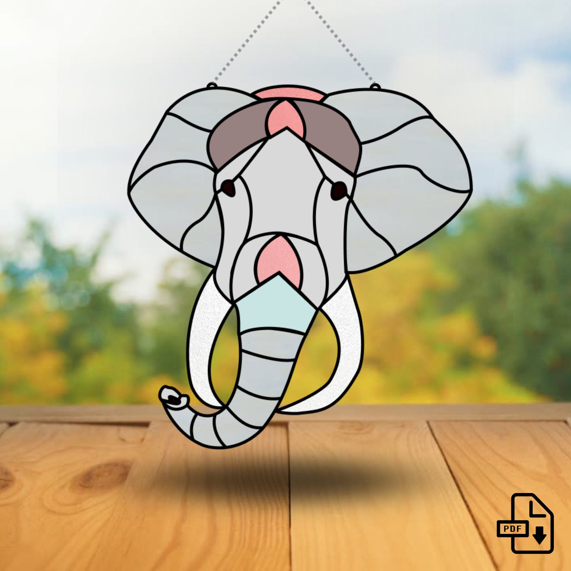 Deals Retro stained glass elephant ear suncatcher