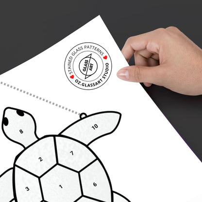Sea Turtle Stained Glass Pattern • Beginner Suncatcher Pattern • Digital PDF Download