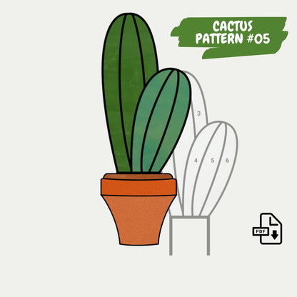 Conjunto de patrones de vidrieras de cactus • Conjunto de patrones para principiantes