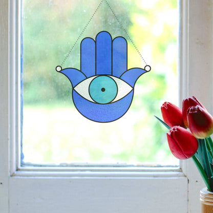 Hamsa Hand Stained Glass Pattern • Easy Evil Eye Stained Glass Pattern
