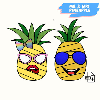 Mr. & Mrs. Pineapple Stained Glass Window Hanging Pattern