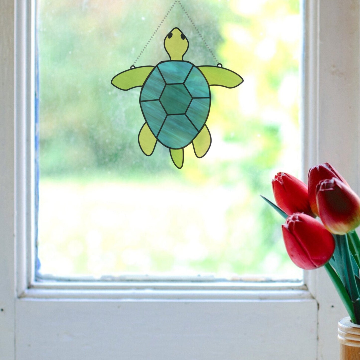 Sea Turtle Stained Glass Pattern • Beginner Suncatcher Pattern • Digital PDF Download