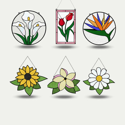 Paquete de patrones de vidrieras de flores para descargar • Patrón digital en PDF