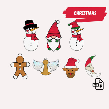 Weihnachts-Buntglas-Muster Mega Pack • 30+ Weihnachtsornament-Muster • Digitaler Download