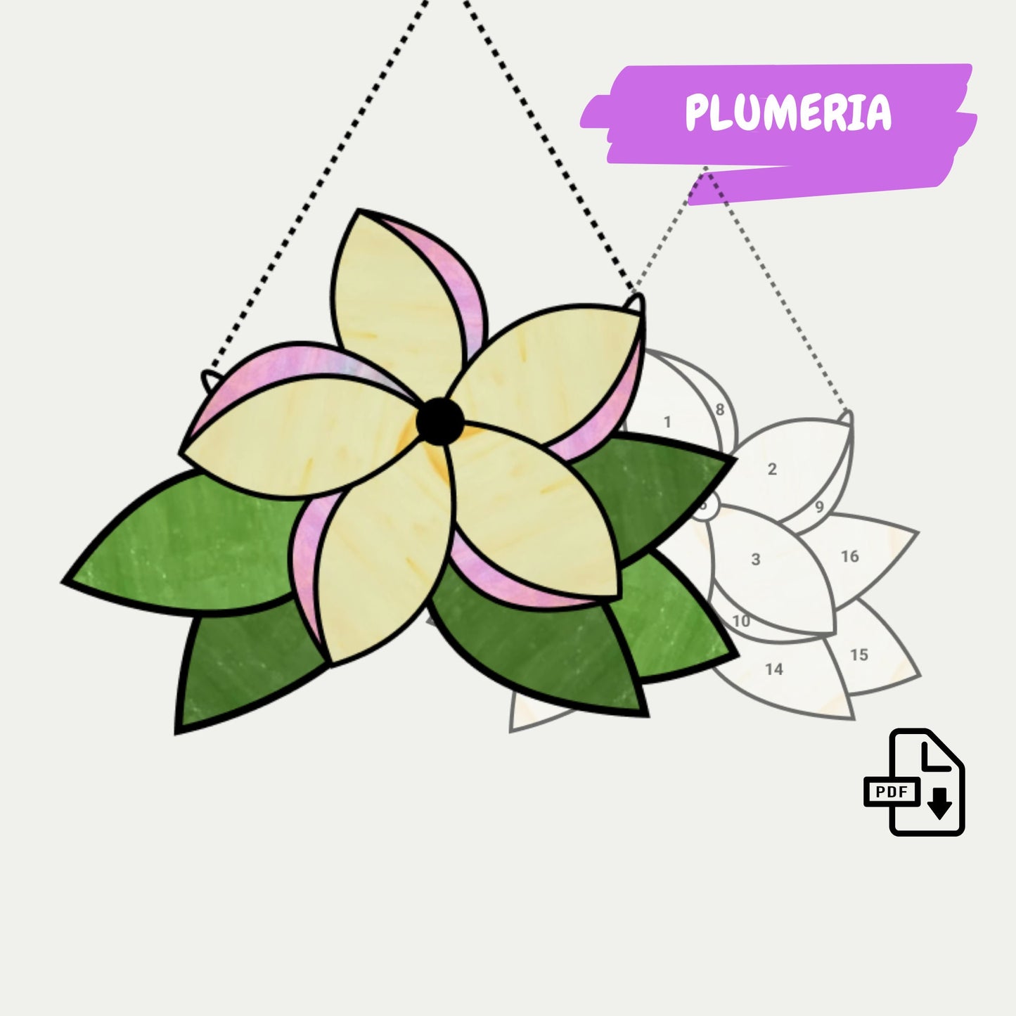 Flower Stained Glass Pattern Pack to Download  • Digital PDF Pattern