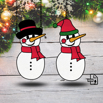 Stained Glass Snowman New Year Suncatcher Christmas Pattern