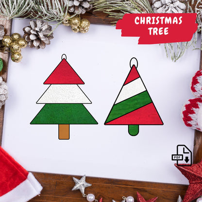 Patrón de vidrieras de árbol de Navidad • Patrón de colgante de árbol de Navidad