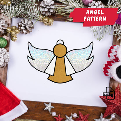 Patrón de ángel de vidrieras • Patrón para colgar en la ventana del árbol de Navidad