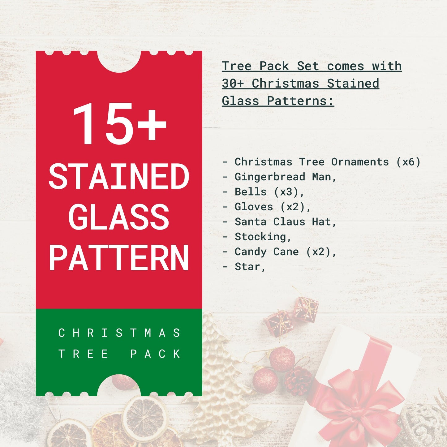 15+ einfache Weihnachts-Buntglasmuster-Designs