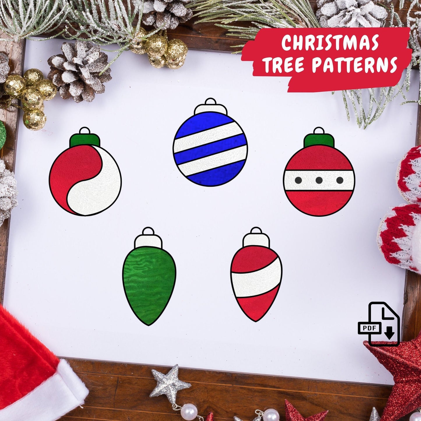 Diseño de adornos para árboles de Navidad • Patrones de árboles de Navidad para descargar