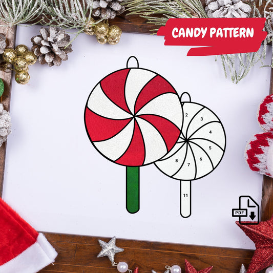 Candy Christmas Stained Glass Pattern • Digital Download
