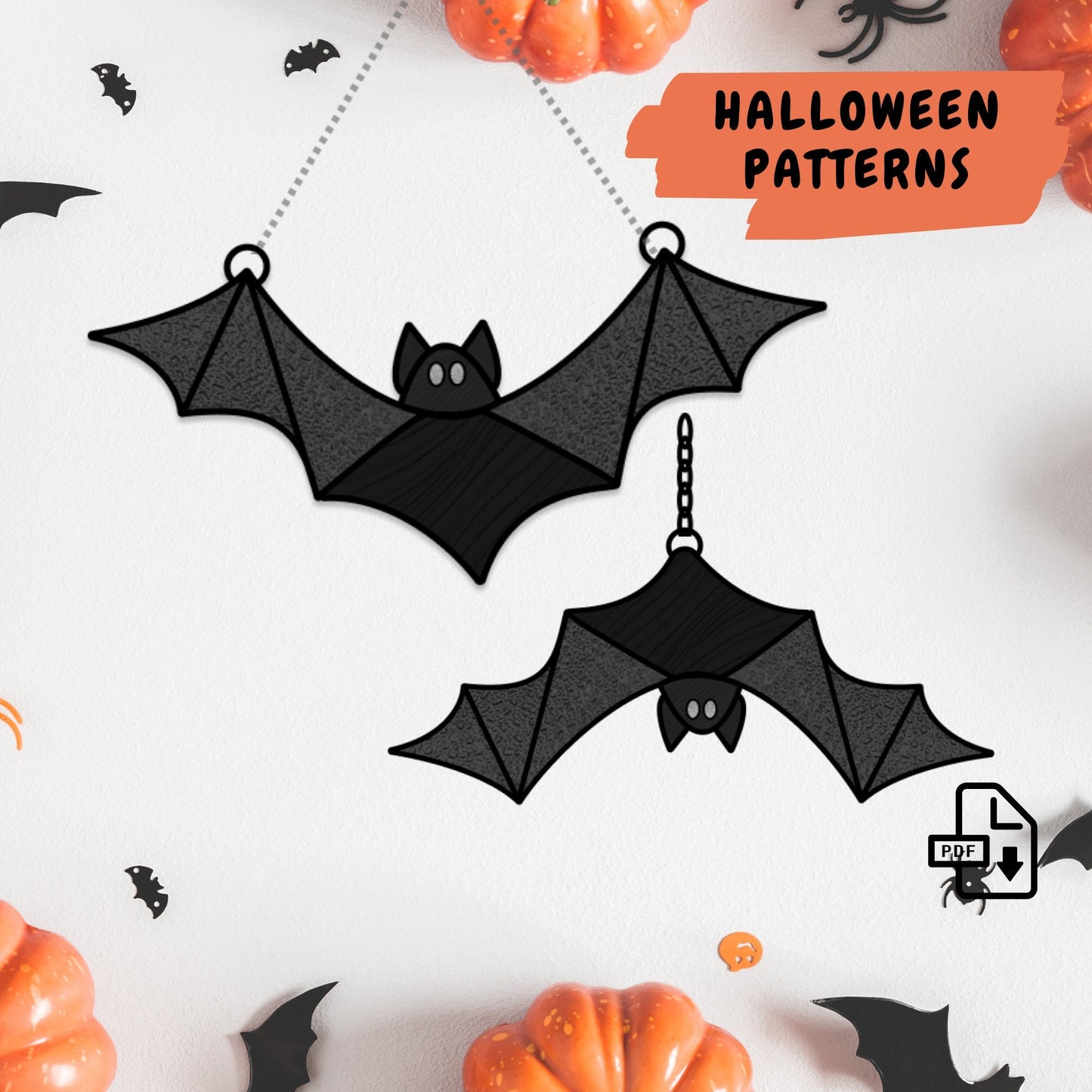 Halloween Bat Stained Glass Pattern • Digital PDF Download