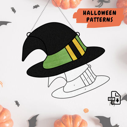 Patrón de vidrieras de sombrero de bruja • Descarga digital • Patrón de Halloween