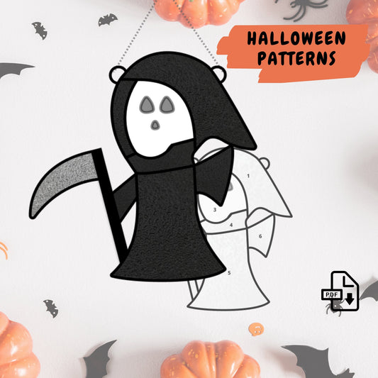 Patrón de vidrieras Reaper • Descarga digital • Patrones de Halloween