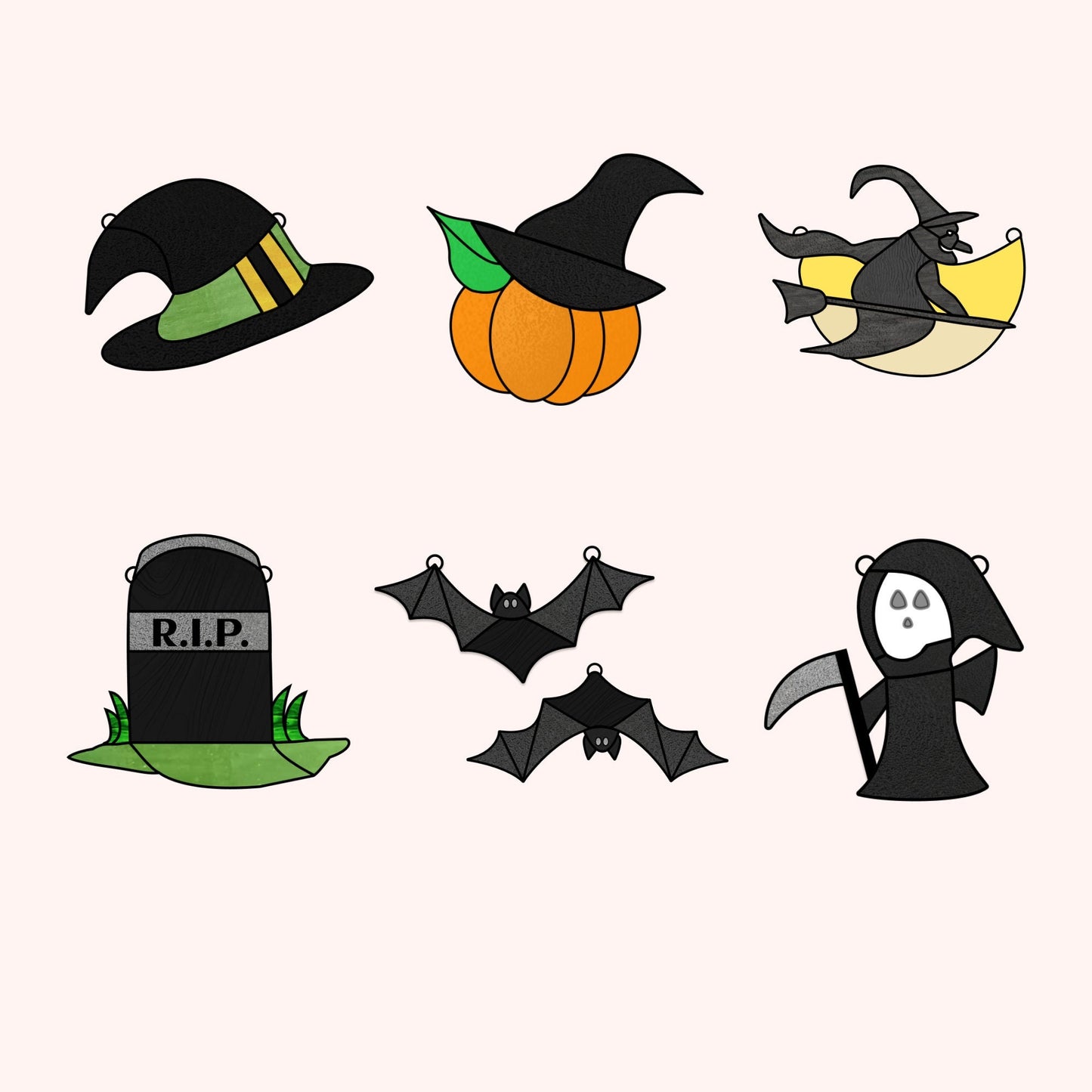 Reaper Buntglasmuster • Digitaler Download • Halloween-Muster