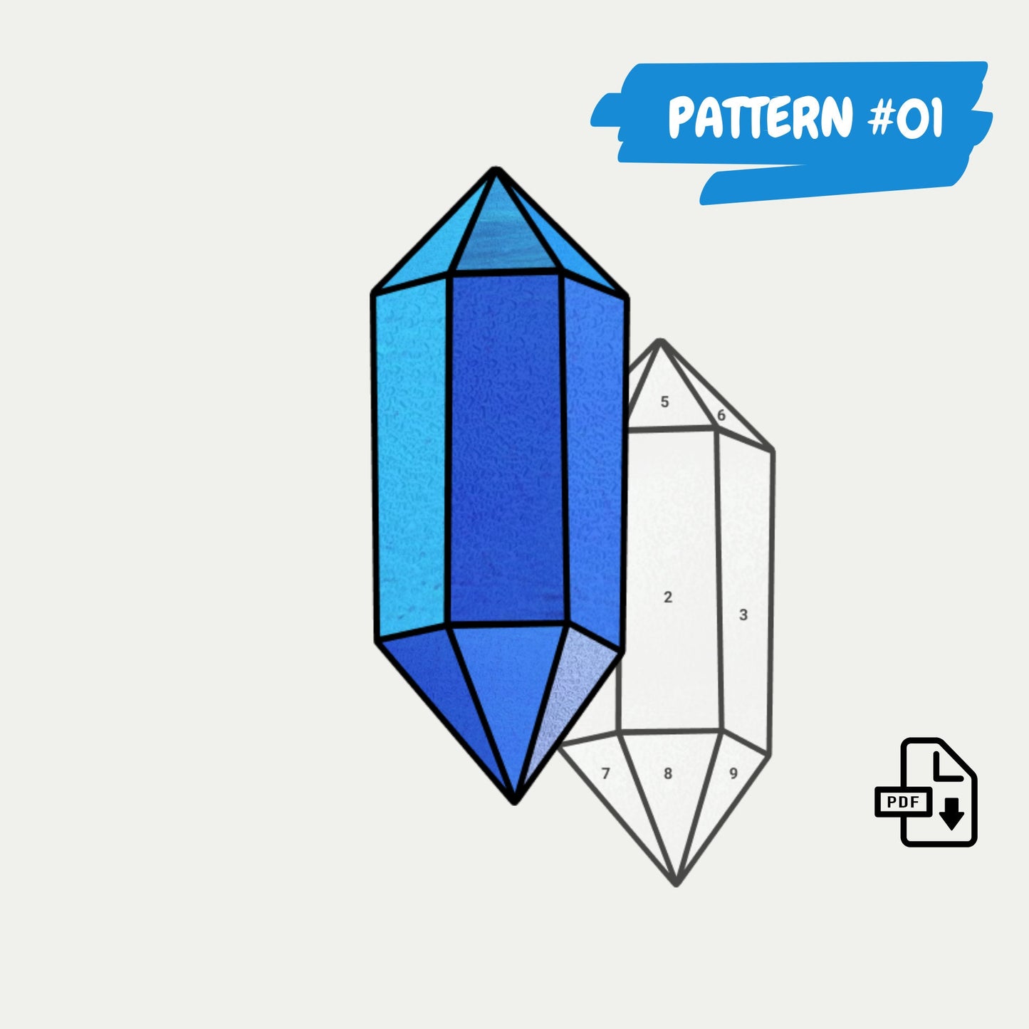 Kristall-Buntglas-Musterpaket • Sechs Kristallmuster für Anfänger • Digitaler PDF-Download