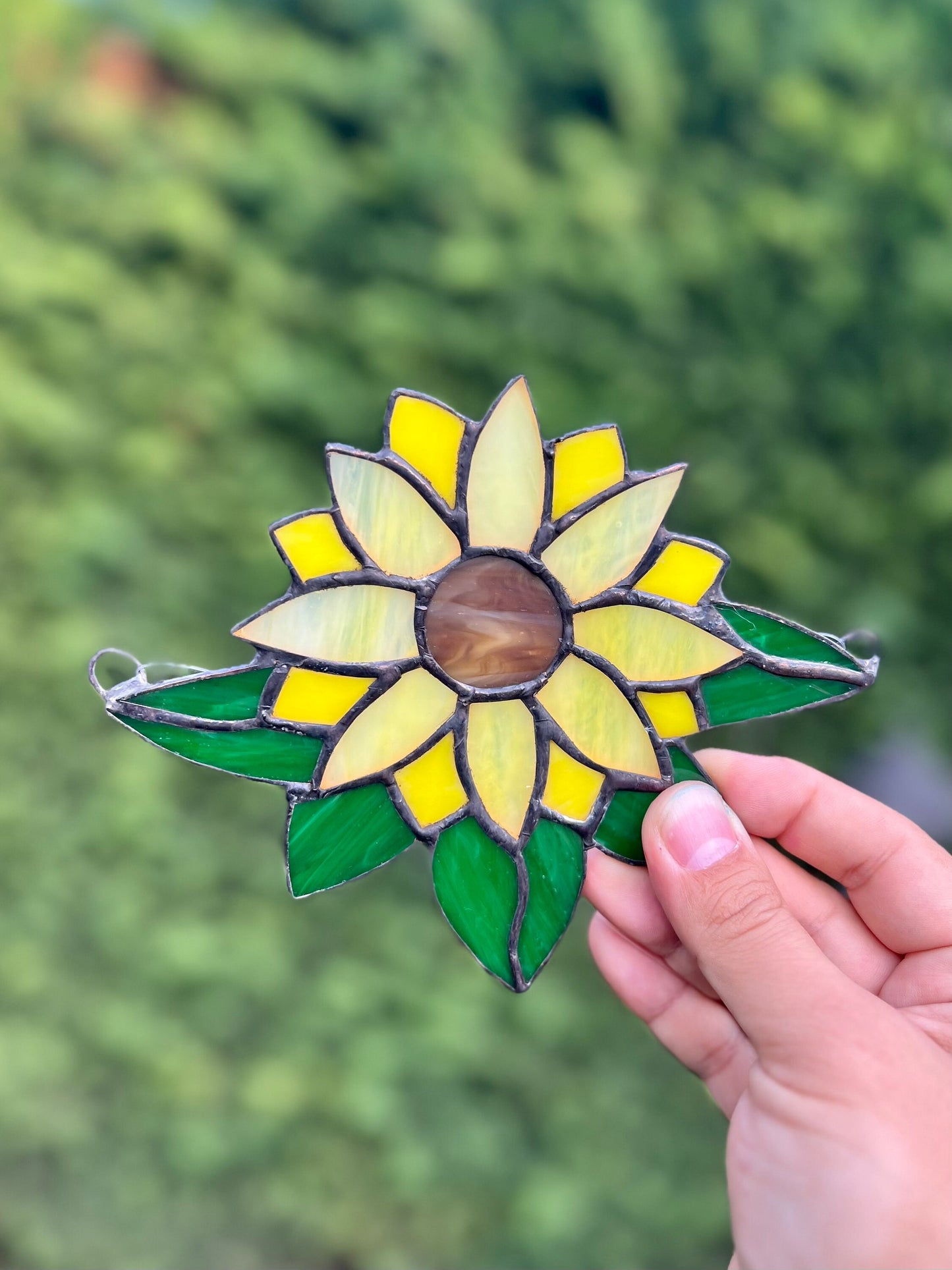 Sonnenblumen-Sonnenfänger aus Buntglas – Sonnenblumen-Fensterbehang