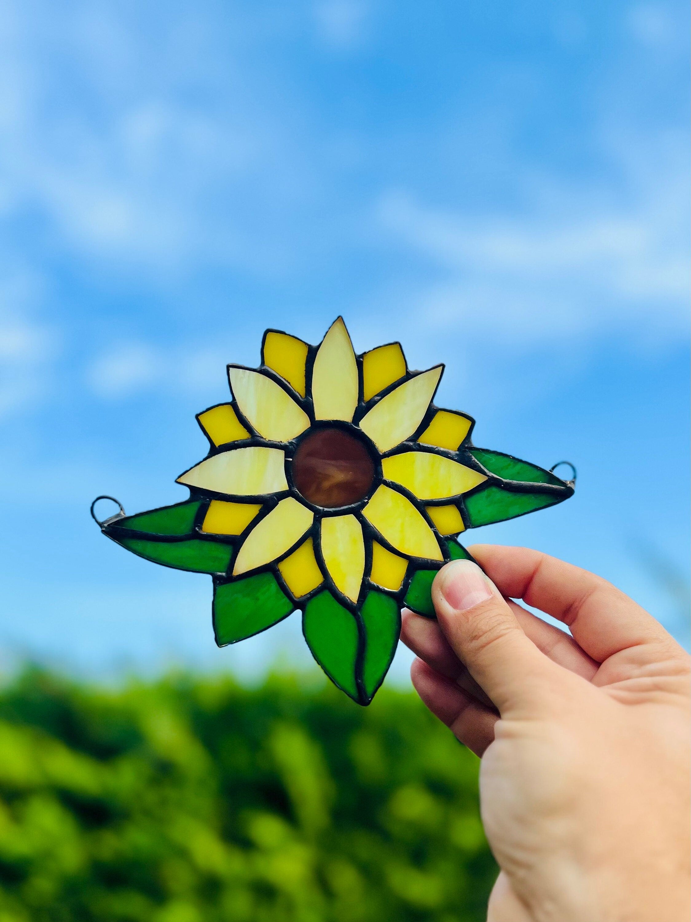 Hand painted sunflower suncatcher, Window Hanging hotsell Sunflower, Sunflower decoration, stained glass suncatcher, Ukraine Flower suncatcher