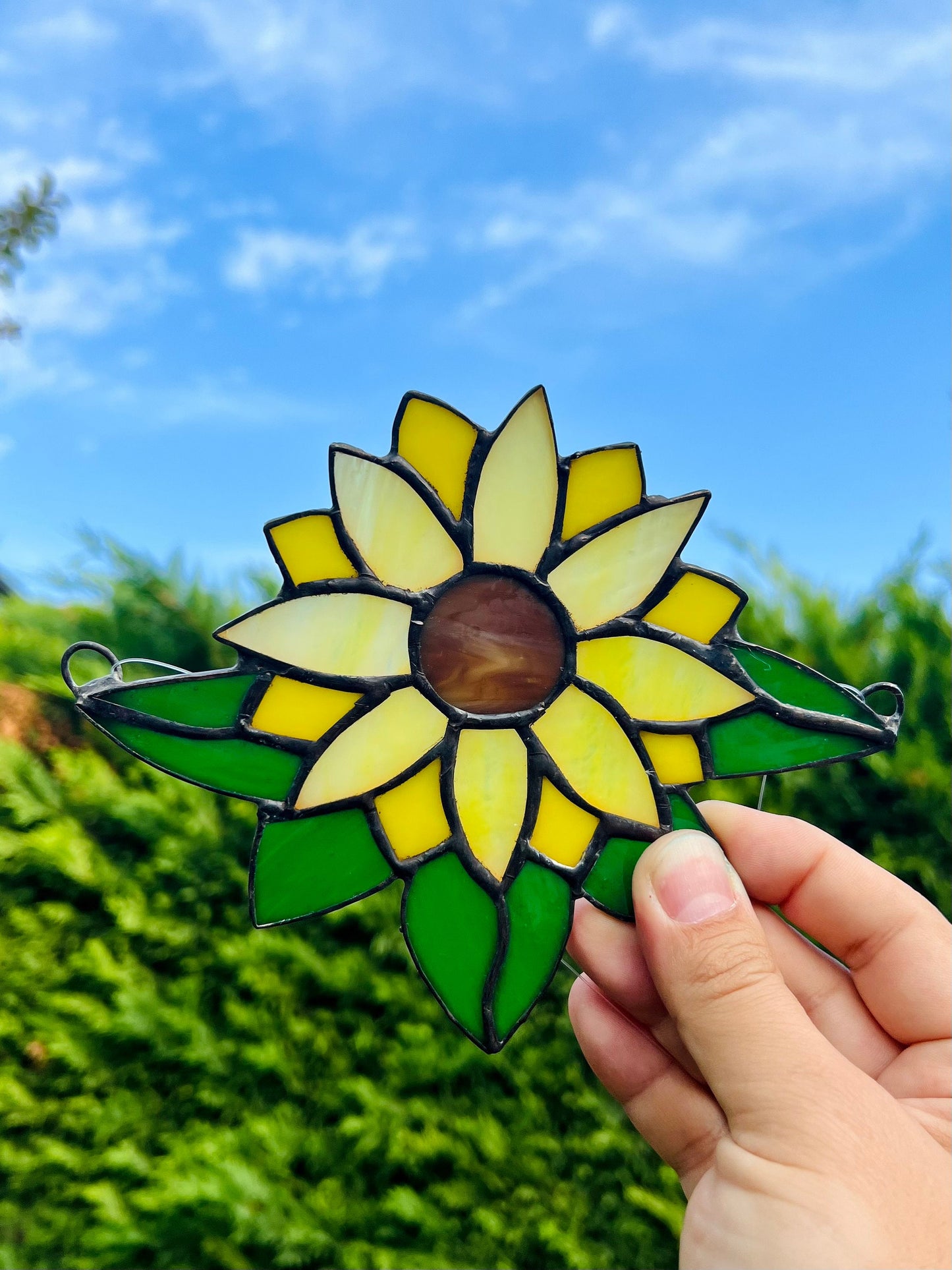 Sonnenblumen-Sonnenfänger aus Buntglas – Sonnenblumen-Fensterbehang