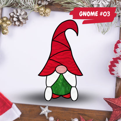 Christmas Gnome Stained Glass Pattern Set - Stained Glass Gnome Patterns
