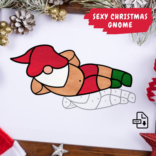 Stained Glass Christmas Gnome Pattern • Sexy Santa Claus Gnome Pattern