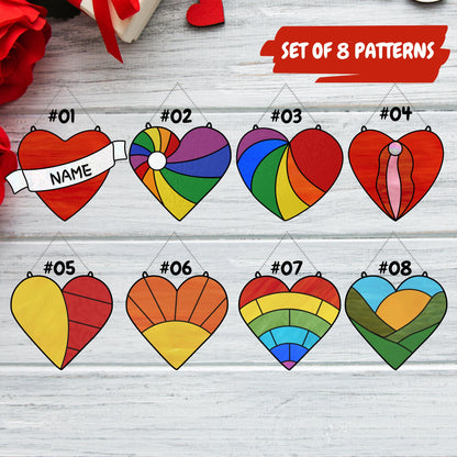 Paquete de patrones de corazones de vidrieras para descargar • Patrones del día de San Valentín