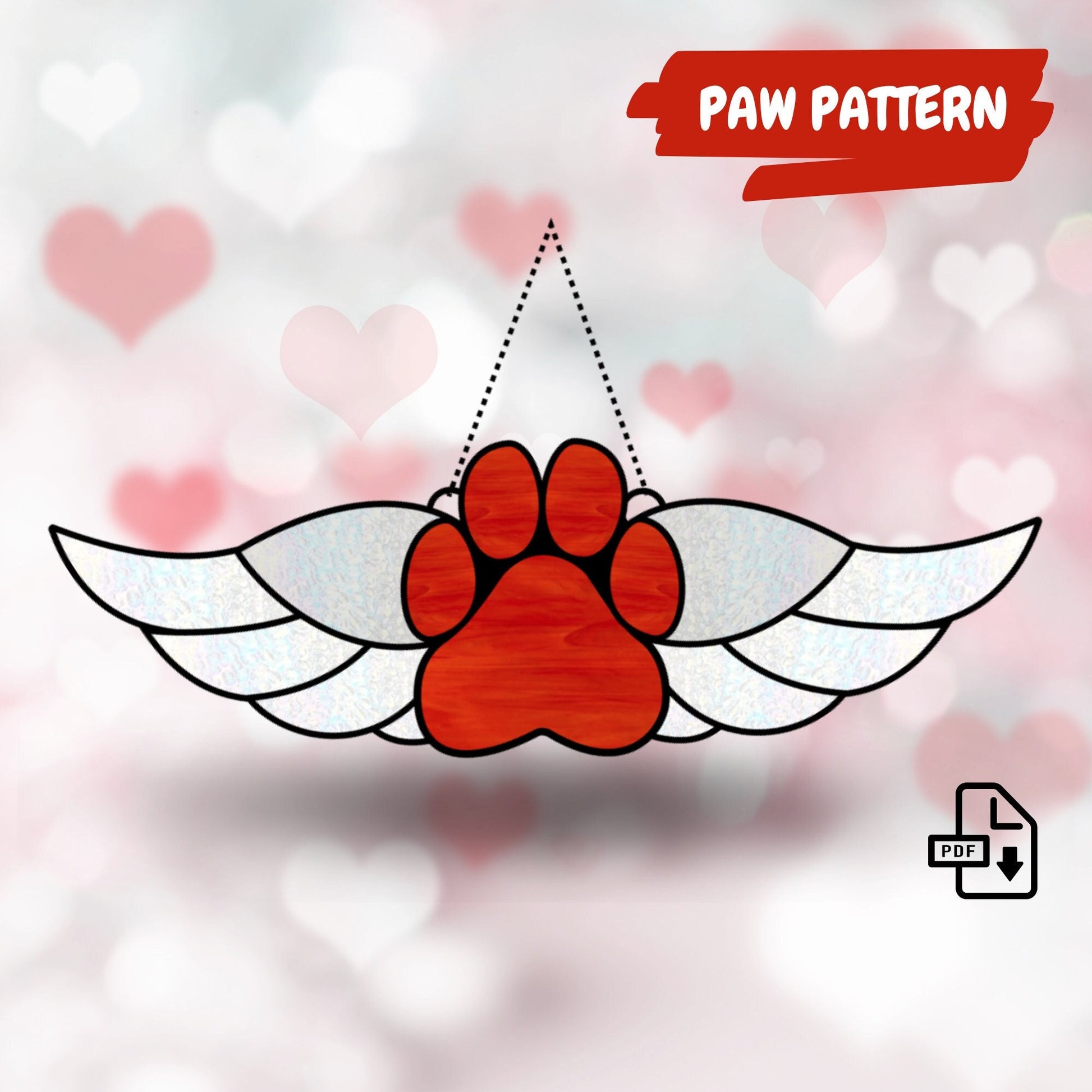 Pet Paw Stained Glass Pattern • Dog & Cat Angel Wings Stained Glass Pa – OzGlassArt Patterns pet-paw-stained-glass-pattern-dog-cat-angel-wings-stained-glass-pa-ozglassart-patterns