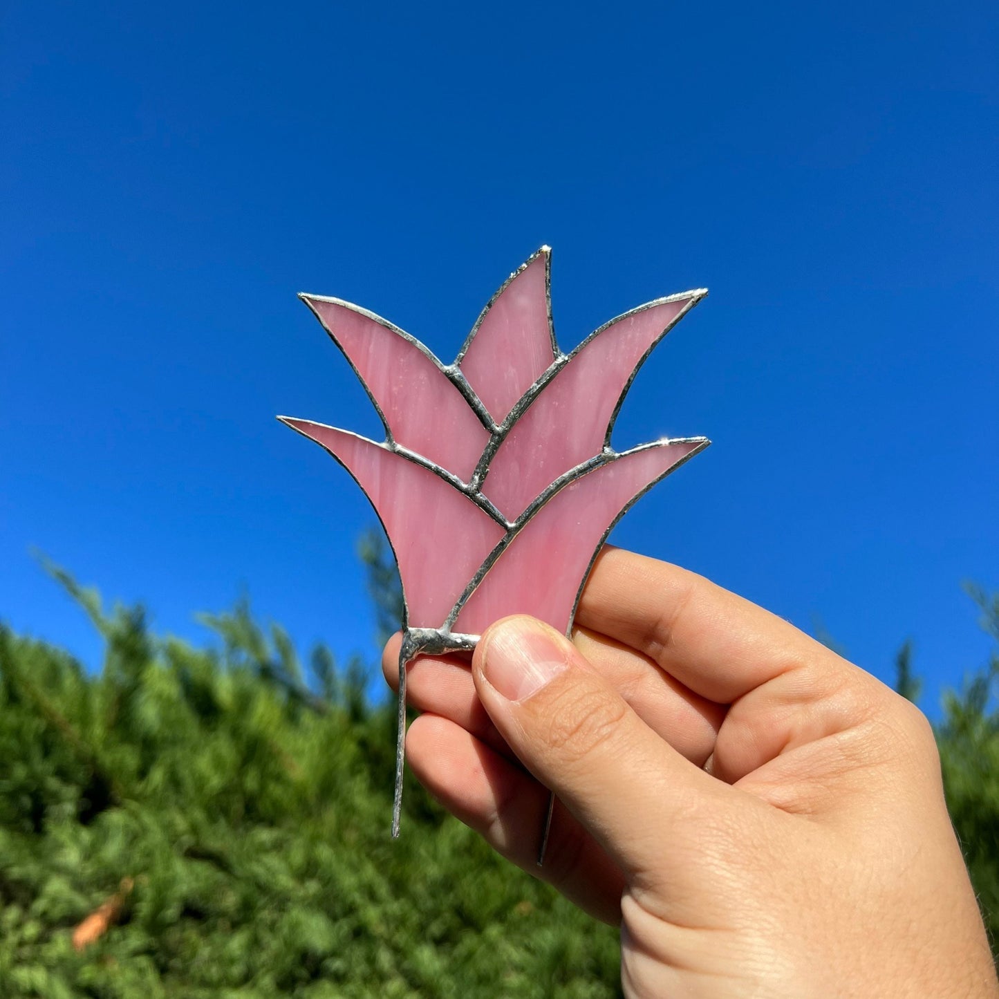 Stained Glass Agave Plant Stake - Set Of Pink Agave Plant Gift For Her