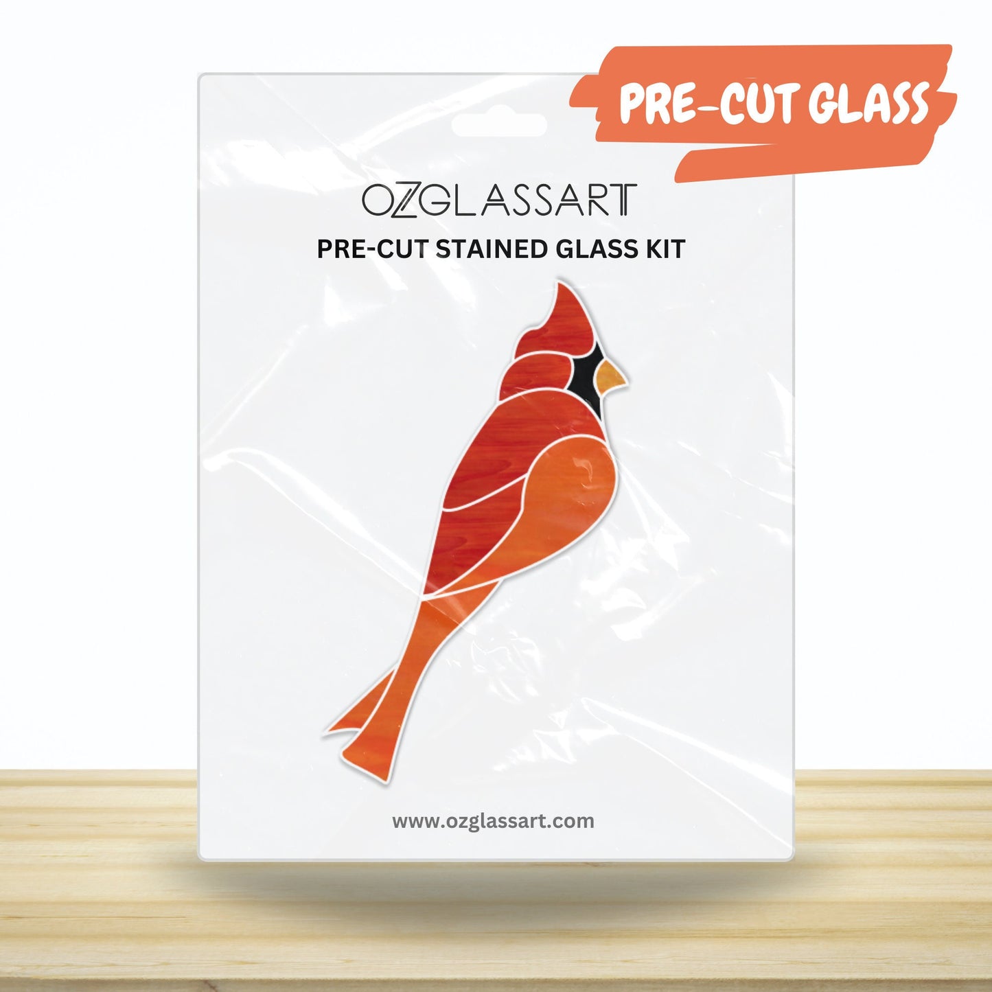 red cardinal glass kit, precut cardinal diy kit, beginner bird kit