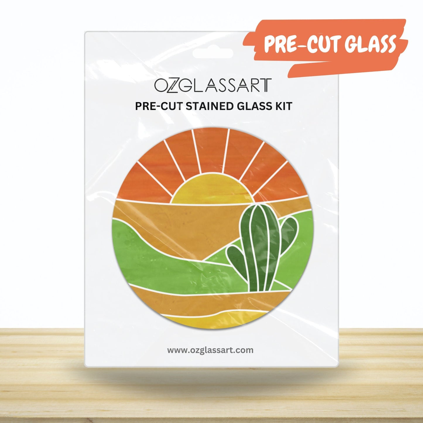 precut cactus panel, pre-cut panel stained glass kit