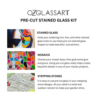 Pre-cut Cactus Stained Glass Kit - Stained Glass Cactus Kit, Pre-cut glass Kit - DIY Glass Kit, Mosaic, Stepping Stone