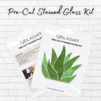 Pre-cut Succulent Stained Glass Kit - Stained Glass Succulent Kit, Pre-cut glass Kit - DIY Glass Kit, Mosaic, Stepping Stone
