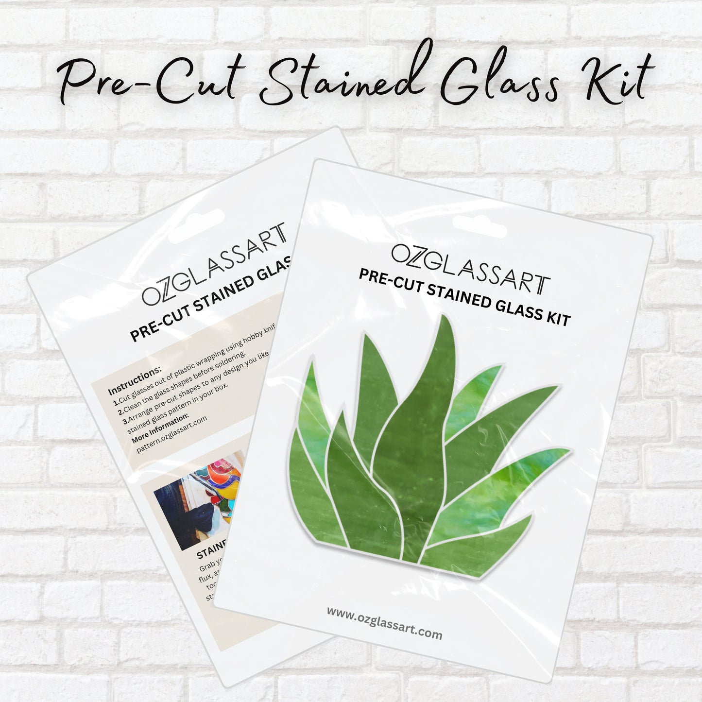 Pre-cut Succulent Stained Glass Kit - Stained Glass Succulent Kit, Pre-cut glass Kit - DIY Glass Kit, Mosaic, Stepping Stone