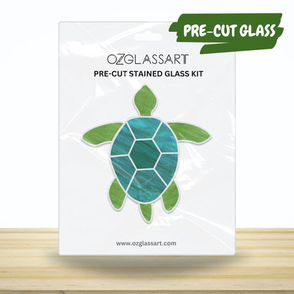 Sea Turtle Pre-cut Stained Glass Kit - Stained Glass Pre-Cut Kit - DIY Glass Kit, Mosaic, Stepping Stone