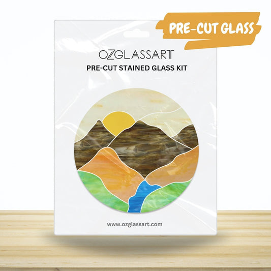 Precut Stained Glass Mountain Kit - Stained Glass Kit, Pre-cut glass Kit - DIY Glass Kit For Stained Glass, Mosaic, Stepping Stone