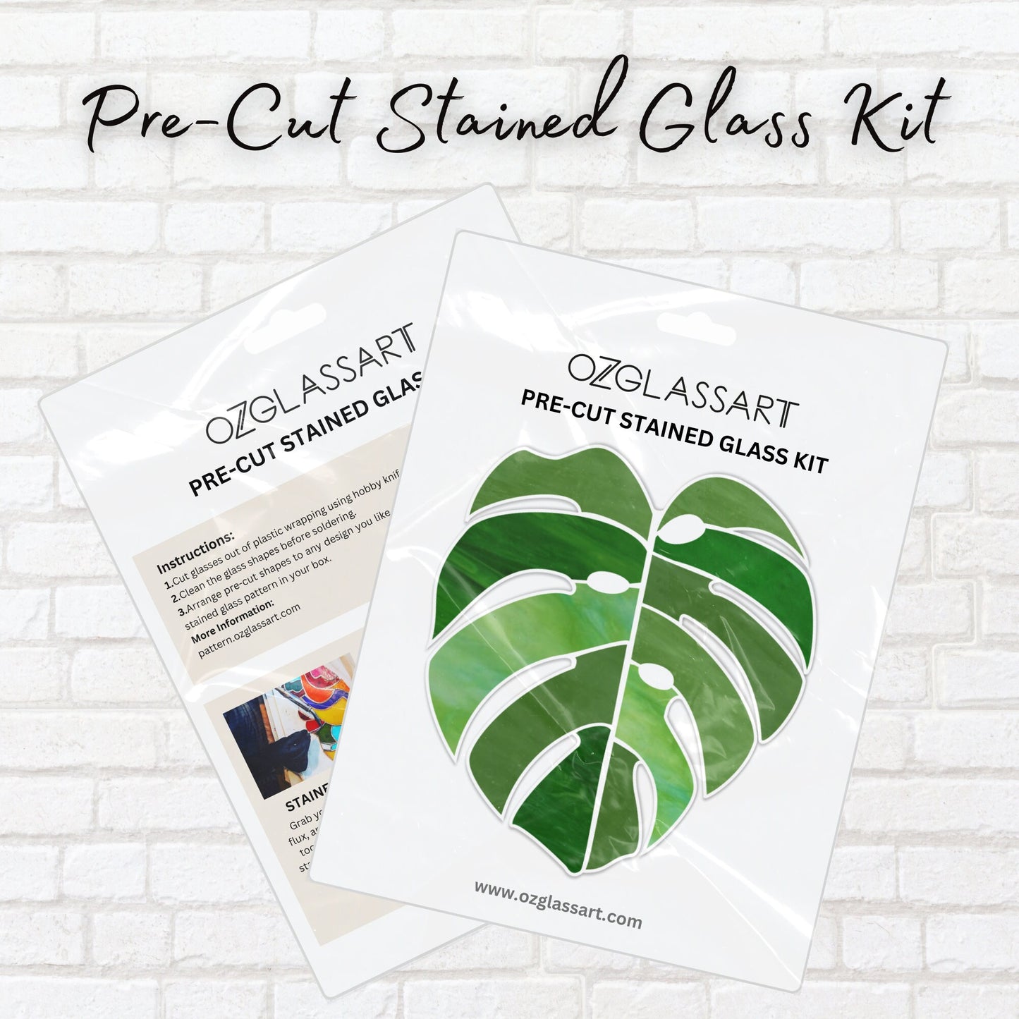 Pre-Cut Monstera Stained Glass Kit - Stained Glass Monstera Pre-Cut Kit - DIY Glass Kit